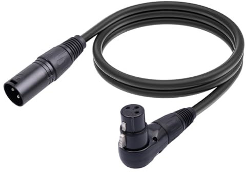 Fuhjythy 1Pcs XLR Microphone Extension Cable Adapter, 90 Degree XLR Female to Straight XLR Male 3-Pin Mic Cable 1.8M Easy to Use