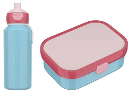 Mepal - Pausenset Campus Switch - Set für Kinder mit Pop-up Trinkflasche & Lunch Box - Lunch-Set für die Schule oder unterwegs - Spülmaschinenfest - 400 + 750 ml - Cool Blue/Cool Pink