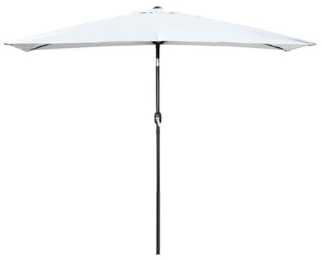 CAFIEDR Rechteckiger Terrassenschirm für den Außenbereich, Gartenschirm mit Kurbel, UV-Schutz, wasserdicht, Marktschirm für Deck, Hinterhof, Rasen(White 8.2x4.2ft (250x130cm))