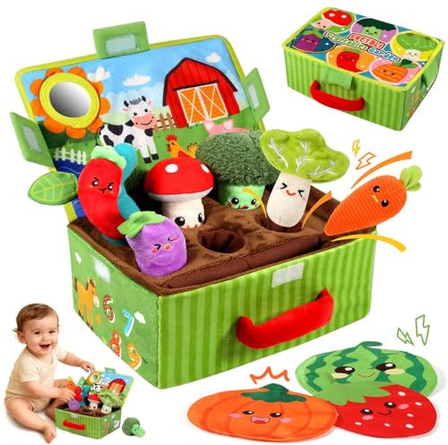 FREYBLI Baby Toys 6-12 Months Soft Fruits Vegetable Garden Plant Plush Toys