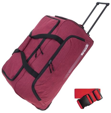 SPEAR Reisetrolley Weekender 68cm Reisetasche Herren 910 Bordeaux Red +g | 85L 68cm Schultergurt, Rolltasche, Herren, Koffergurt inklusive, Zug, Bahn Mädchen, Damen, Jungen Freizeit