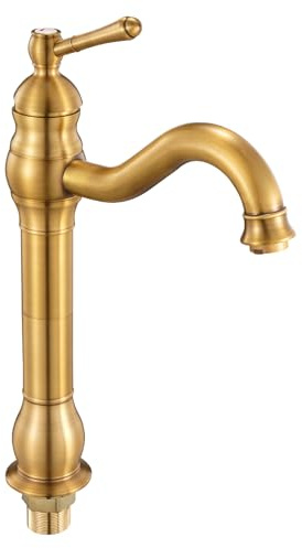 VEVOR Single Handle Sink Faucet, Solid Brass Single Handle Kitchen Faucet, 1 or 3 Hole Kitchen Faucets with Push-Button Drain, Suitable for Bathroom, RV, Bar, Public Restroom, Anti-Backflow Design