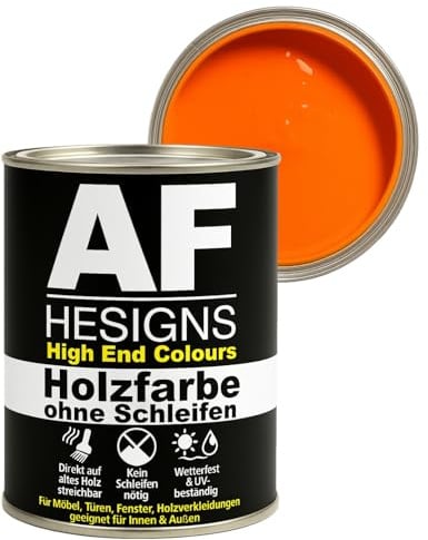 Alex Flittner Designs Peinture pour meubles, sans ponçage, orange profond, RAL2011, satiné mat, 750 ml, laque pour meubles, pour bois et métal, pour l'intérieur et l'extérieur