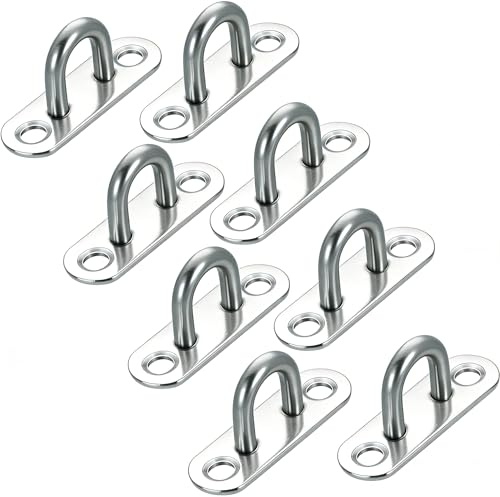 8 PzGanci di Piastra ad Occhiello in Acciaio Inox, M6 Gancio per Soffitto, Ganci Muro, Piastre per Occhielli Gancio da Soffitto Piastra Oculare per Fissaggio Altalena Sedia Sacco da Boxe Yoga