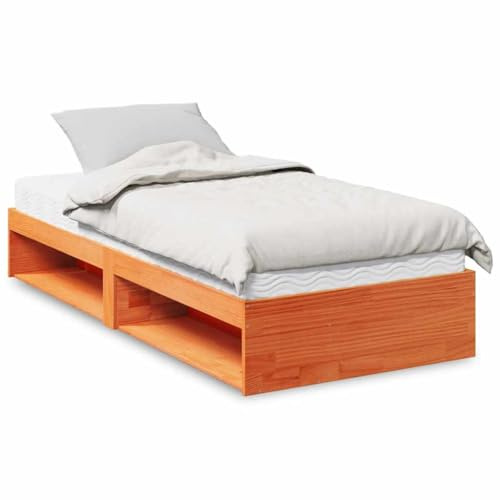 kithwjll Tagesbett mit Matratze, Wachsbraun 100x200 cm, Massivholz Kiefer Bettgestell, Einzelbett mit Stauraum, Futonbett für Wohnzimmer und Schlafzimmer