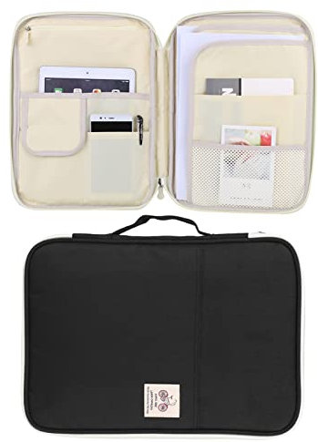 5 couleur Sac de documents de taille A4 Sac de dossier Sac d'ordinateur Porte-documents(Negro)