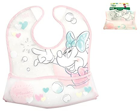 Lulabi Disney Minnie Tender, Bavoir en plastique, 30 x 28 cm, 6 mois, rose