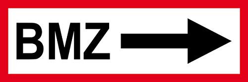 Feuerwehrschild - BMZ rechts - Aluminium, langnachleuchtend - 10 x 30 cm