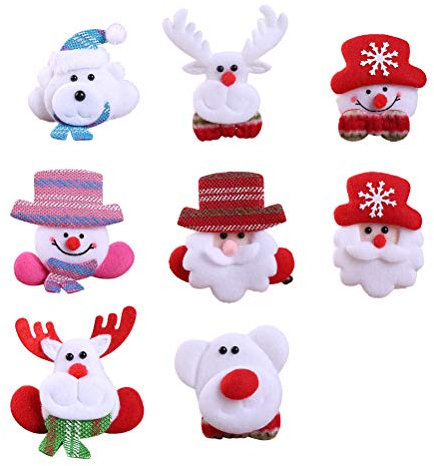 YeahiBaby Lot de 8 broches de Noël lumineuses à LED pour enfants et adultes (Père Noël, bonhomme de neige, ours, renne)