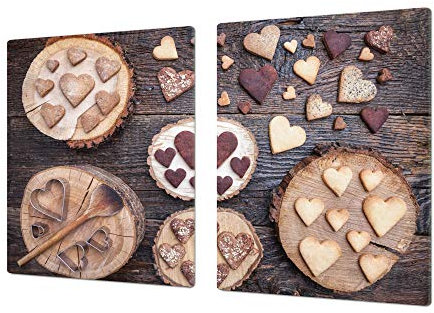 Salvaencimera Extra-Grande de vidrio templado - Conjunto de tablas para picar - Cubre Vitro Gigante – UNA PIEZA (80 x 52 cm) o DOS PIEZAS (40 x 52 cm) Serie de Tartas y Dulces DD13