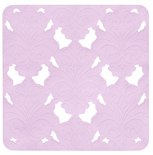 Lashuma Duschmatte Barocco aus Kautschuk, Quadratische Duscheinlage Farbe: Zart Violett, Sicherheitseinlage 53x53 cm