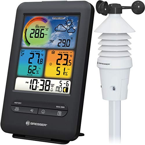 Bresser 7002535 - Stazione meteorologica Radio con sensore Esterno, WiFi Professionale, 3 in 1, con Display a Colori