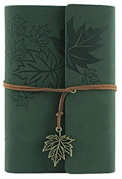 niumanery Leder Schreibtagebuch Notizbuch Classic Spiralbindung Notizbuch nachfüllbar Tagebuch grün A7