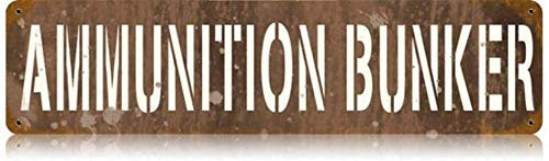 Munition Bunker Metall Blechschild Garage Home Wanddekoration Poster Retro Vintage 10,2 x 40,6 cm Blechschild