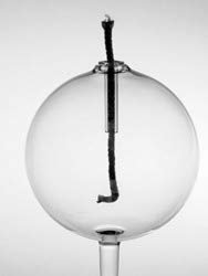 Öllampe runde Petroleumlampe zum stecken Oellampe klares Kristallglas mundgeblasen Durchmesser ca. 10 cm Stablänge ca. 6 cm Oberstdorfer Glashütte