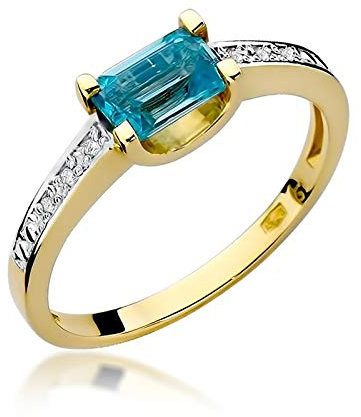 Damen Ring 585 14k Gold Gelbgold echt Topas Edelstein Diamanten Brillanten