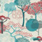 Rasch Tapeten 539950 Non-Woven Wallpaper with Trees in Red, Petrol and Grey on Cream White Background and Light Structure 10.05 m x 53 cm