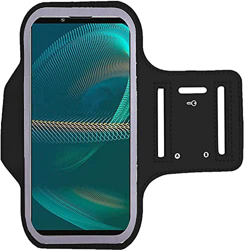 DN-Technology Armband Case for Xperia 5 III Case with Key/Card Holder & Headphone Slots, Reflective Strap for Sports, Running, Jogging, Exercise Wristband, Armband for Sony Xperia 5 iii (BLACK)