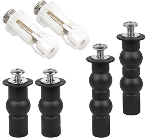 Jinlaili Cerniera del coperchio del water, Set di 6 Fissaggi WC Sedile, Espandibili Universali Viti, Cerniere in Acciaio Inox per Coperchio WC, Raccordi per Sedile del WC in Gomma, Parti per WC
