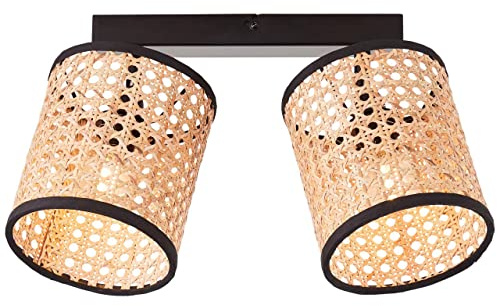 BRILLIANT Lampe, Wiley Spotbalken 2flg holz hell/schwarz, 2x D45, E14, 60W, Köpfe schwenkbar