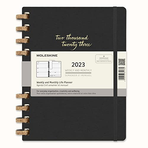 Moleskine Monatsplaner 2022, 2023, 12 Monate Terminplaner, Monatsplaner im Festen Einband, Maß Extra Large 19 x 25 cm, Remake Midnight