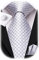 Hi-Tie Herren Krawatte Schwarz Paisley/Plaid/Streifen/Einfarbig Krawatten Set Einstecktuch Manschettenknöpfe Business Formal Hochzeit Meeting Geschenkbox,silbernes Plaid
