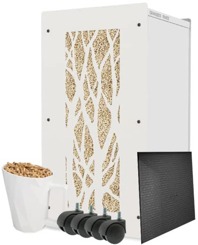 Granulat Box – Granulat Box – Aufbewahrung Pellet – Schaufel für Granulat – Komplettset Granulat Box – hergestellt in Frankreich – Baum (weiß)