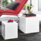 möbelando Beistelltisch 2er Set MONOBLOC Hochglanz Weiß Wohnzimmertisch | Kleiner Anstelltisch Eckig | Satztisch Würfel Modern | Design Tisch Wohnzimmer