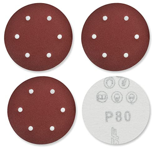 DIDATOOL 225mm Schleifscheibe, 40 Stück 9 Zoll 6 Loch Schleifgitter, P40 bis P400 Grit, Schleifpapier für Trockenbauschleifer Schleifscheiben Langhalsschleifer Wandschleifer(P80)