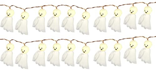 2 décorations lumineuses squelette d'Halloween, 20 lampes LED d'Halloween à piles avec 2 modes (constant/clignotant) | Lumières LED de crâne alimentées par piles pour fête d'Halloween, jardin,
