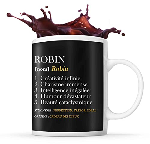 Planetee Tasse Prénom Robin Définition Perfection | Mug Prénom Humour Idéal pour Cadeau Original et Drôle