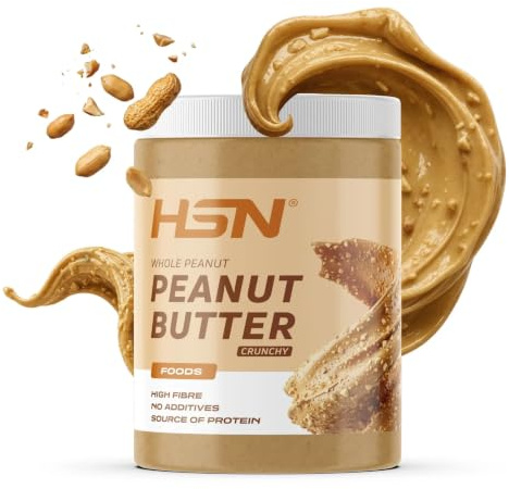 HSN Crema de Cacahuete - 1Kg Textura Crunchy | 100% Cacahuetes Tostados con Piel. Textura Crujiente y Cremosa. Sin Aceite de Palma ni Sal ni Azúcares Añadidos. Vegano.