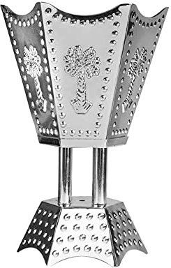 perfk Porte-encens électrique, Brûleur D'encens Arabe De Style Moyen-Oriental Ornement De Table Décoration Relaxation Artisanat Encensoir en Fer pour Bureau Salon, Argent