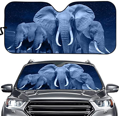 BAHULA Parasol del Parabrisas del Coche del Elefante, Parasol del Parabrisas de los Animales para el Carro SUV, Protector de la Visera del Sol Cortina de la Ventana Delantera,D,70x145cm