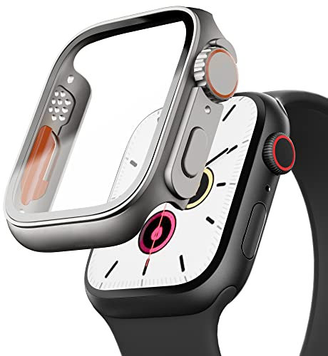 PZOZ Compatible with Apple Watch Series 4/5/6/SE 2/SE 44mm Screen Protector,iWatch PC Case Tempered Glass Film Bumper Protective Cover for i Watch