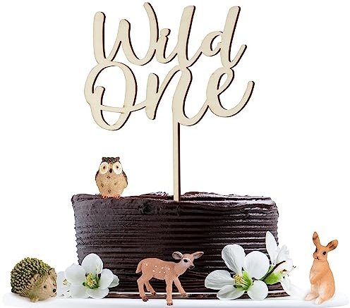 COLOFALLA Cake Topper Wild One aus Holz Tortendeko Torten Topper Cupcake Deko Kuchendeko 1. Geburtstag Kindergeburtstag Babyparty Deko Neutral Geburtstagsdeko Junge Mädchen
