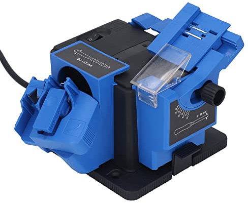 Asixxsix Multifunktionaler Elektrischer Schärfer, Verstellbarer, Hochfester Bohrerschärfer, Elektrischer Schneider-Scherenschärfer für Küchenmesser, Meißel, Scheren, Holzhobel (EU-Stecker