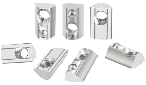 HXJDAM 40 Stück Nutensteine mit kugel Nut 8, 40-Serie M8 T Nutsteine mit Zentrierung Steg Gleitmutter und Federkugel Vernickelter Stahl für europäische Standard 40er Aluminiumprofil-Extrusionsschlitz