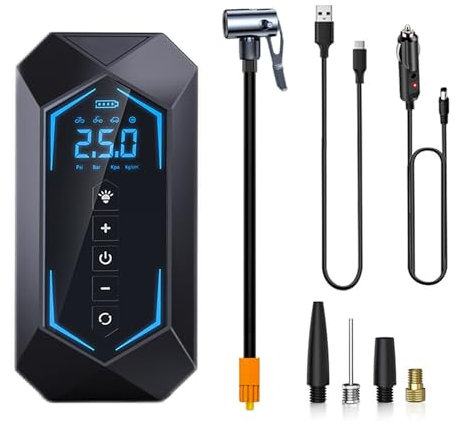 D-Lumina Compressore Aria Portatile,Portable Electric Air Compressor 150PSI 3*2000mAh 120W,Molteplici Modalità Mini Compressore Lampada LED, Nuovo Portable Air Pump per Auto/Bici/Moto/Scooter/Pallone