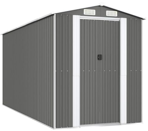 vidaXL Garden Shed Light Grey 192x440x223 cm Galvanised Steel