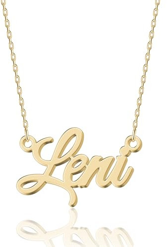 UMAGICBOX Gold Namenskette für Mädchen Leni - Personalisiertes Geschenk mit Gravur-Anhänger aus Edelstahl