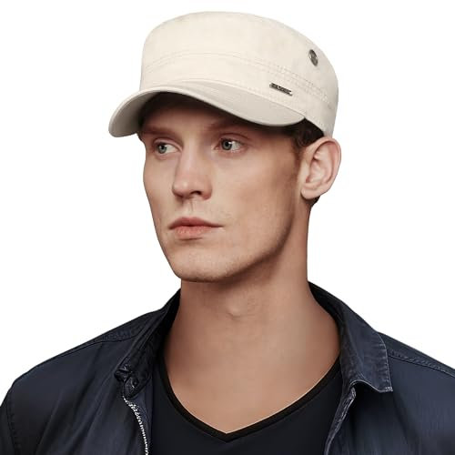 CACUSS Herren Baseballmütze Erwachsenen Mütze Baumwolle Army Kappe Cadet Hat Military Flat Top Verstellbare Baseballkappe für Draussen, Sport und Reisen