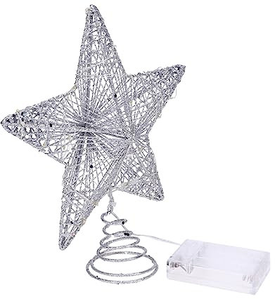 Gadpiparty 3 STK Weihnachtsstern Beleuchtete Baumspitze Sternverzierung Glitzernde Weihnachtsbaumspitzen Christbaumspitze Stern Beleuchtet Urlaub Baumspitze 3D Sternform Goldener Baum Eisen