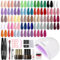 ROSALIND Kit Semipermanente Unghie, 43 Coloris Nudo Rosa Verde Viola Glitter Smalto Semipermanente Unghie, 48W Lampada UV LED Unghie Kit Smalto Semipermanente Completo Soak Off Nail Art Manicure Set
