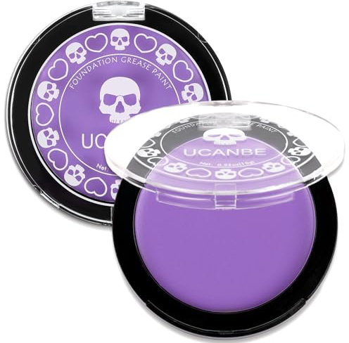 UCANBE Maquillaje Morado para Cara, Base Maquillaje Halloween Violeta, Segura y No Tóxica, Pintura Facial para Teatro, Carnaval, Escenario y Cine