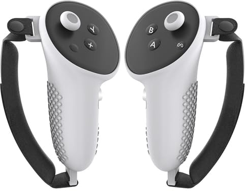 NCONCO Silikon-Schutzhülle für Quest 3, Silikon-Schutzhülle mit Knöchelriemen, Daumenkappe für Meta Quest 3 Controller für VR-Zubehör