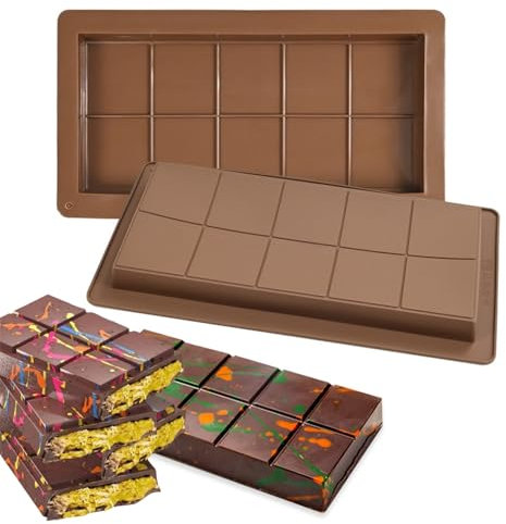 3Pcs Deep Chocolate Bar Molds, Silicone Chocolate Moulds Large and Thick Chocolate Bar Molds for Filling, Easy to Release Thick Chocolate Bar Mould Candy Moulds (A)