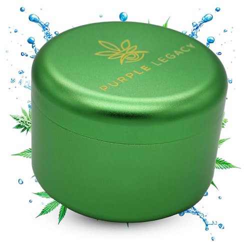 PURPLE LEGACY Premium Behälter aus Aluminium Dose I Wasserdicht I Luftdicht I ø63x45mm I UV Licht geschützt, Geruchsdicht (Grün Groß)