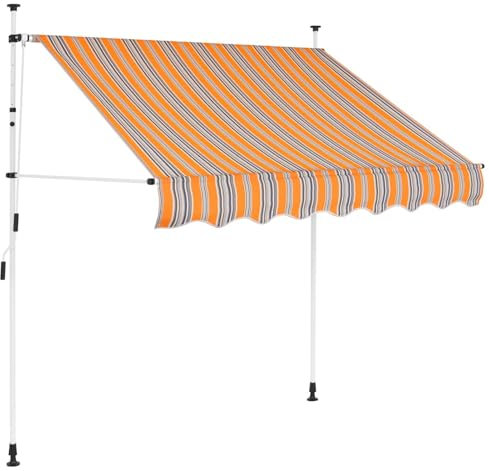 CLALER Klemmmarkise 200 cm breit mit Handkurbel Balkon, Balkonmarkise ohne Bohren, UV-beständig höhenverstellbar wasserabweisend, Sonnenschutz, Terrassenüberdachung, einfache Montage, Gelb und Blau