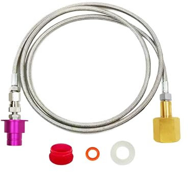CGA320 Soda Maschine Schnellverbinder CO2 Adapter Schlauch, CO2 Tank Direktadapter mit Edelstahlschlauch, kompatibel mit Duo/Art/Terra/Gaia/AQUA FIZZ Pink Cylinder Soda Maker (60 Zoll)